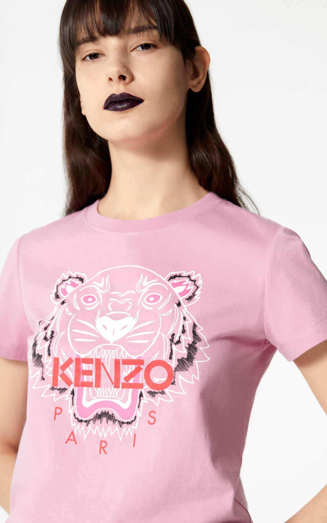 Kenzo Bleached Tiger Tişört Bayan Pembe | 8592-LVWUP